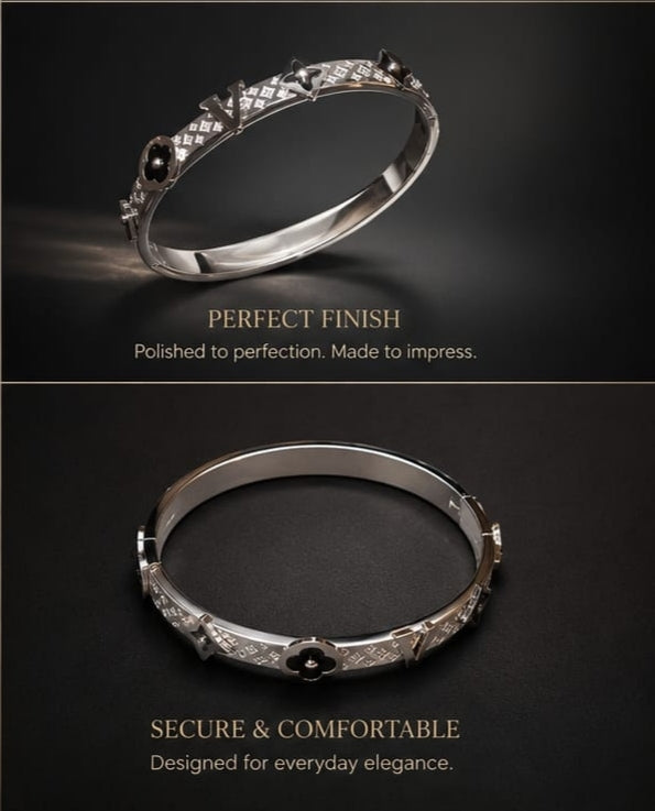 Empreinte Small Bangle, White Gold