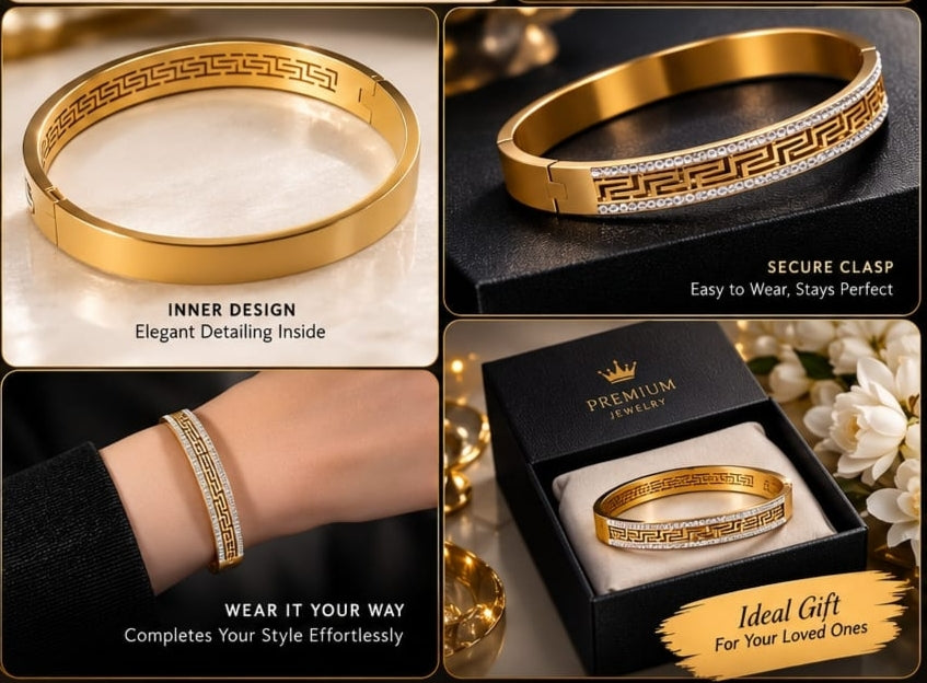 Gold Greek key Pattern Bracelet