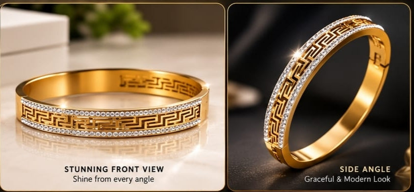 Gold Greek key Pattern Bracelet