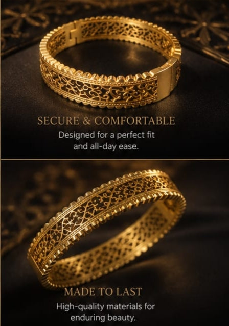 Royal Gold Filigree Cuff Bracelet