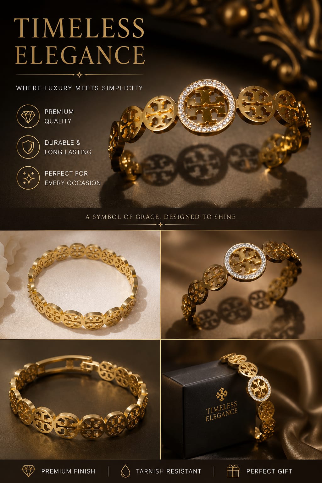 Golden Luxury Crystal Circle Bracelet
