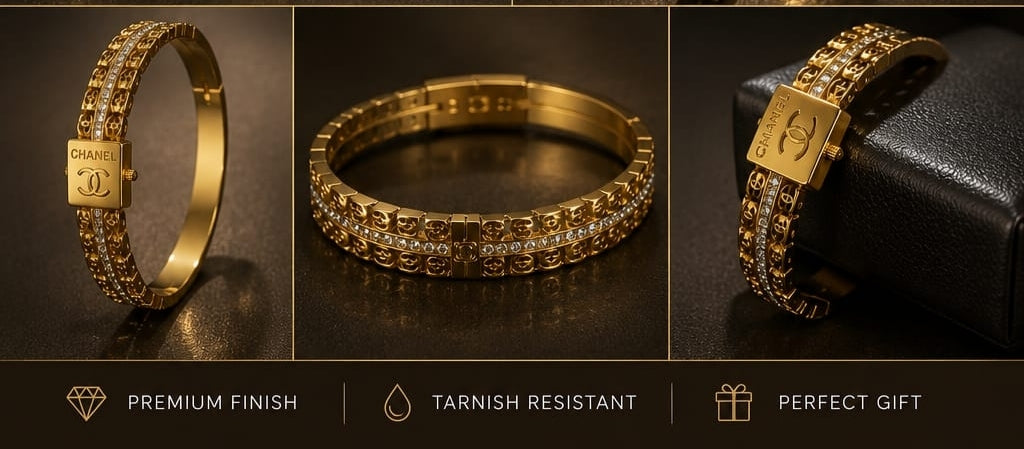 Chanel Golden Crystal Double-Layer Bracelet